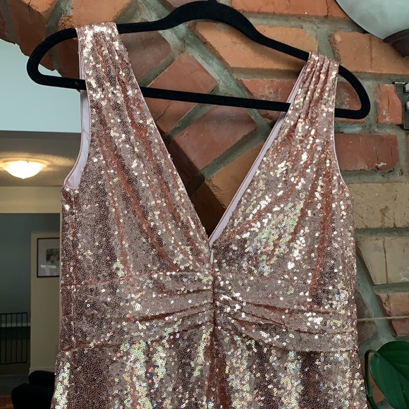 Rose gold Sequin Bridesmaid/Gatsby/Prom/ Grad Dress - Picture 4 of 7